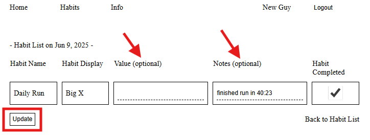 new user points to Habits